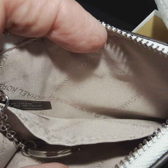 Michael Kors Jet Set Quilted Travel Zip Top Wallet with Coin Pouch Optic White - Picture 8 of 15